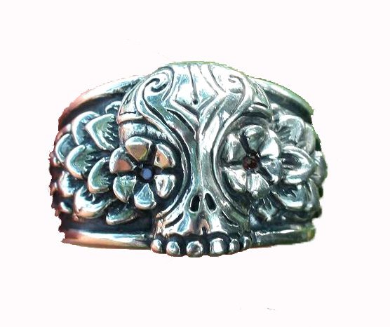 Day Of The Dead Skull Silver Ring