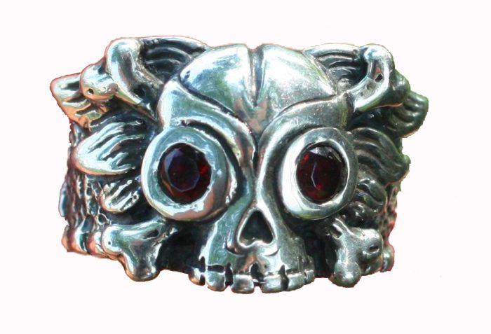Winged Skull & Crossbones Silver Ring