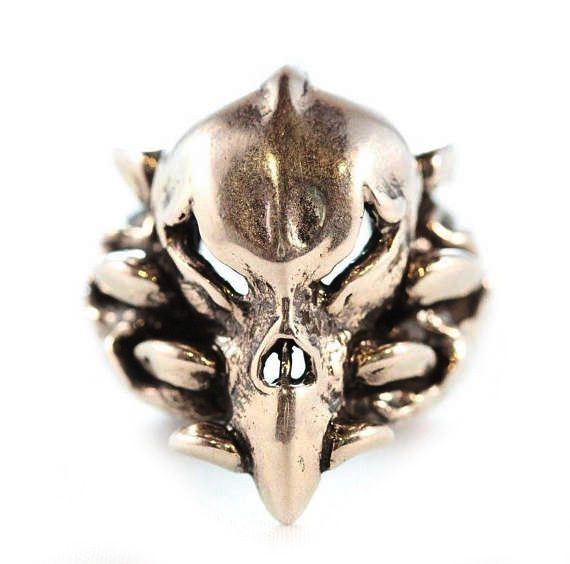 Alien Skull Sterling Silver Ring