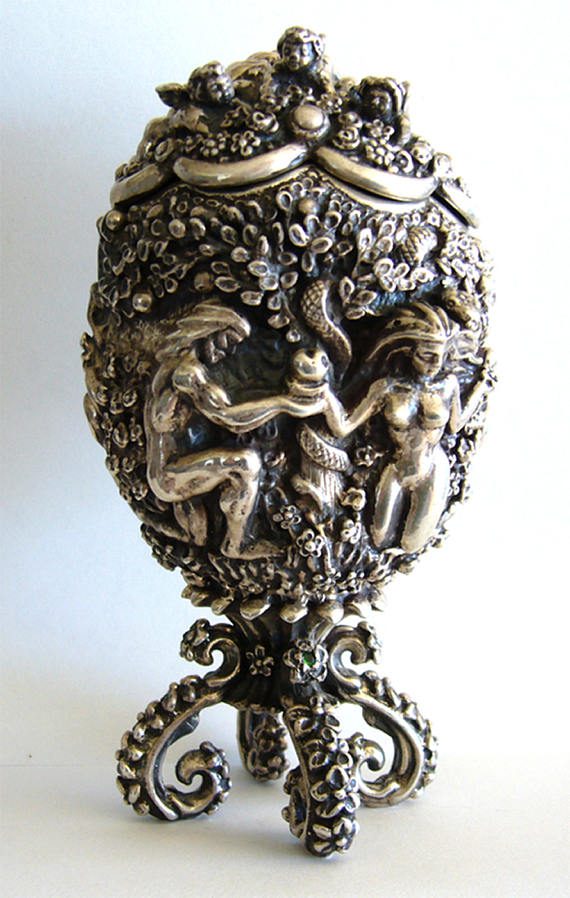 Adam and Eve Sterling Silver Egg