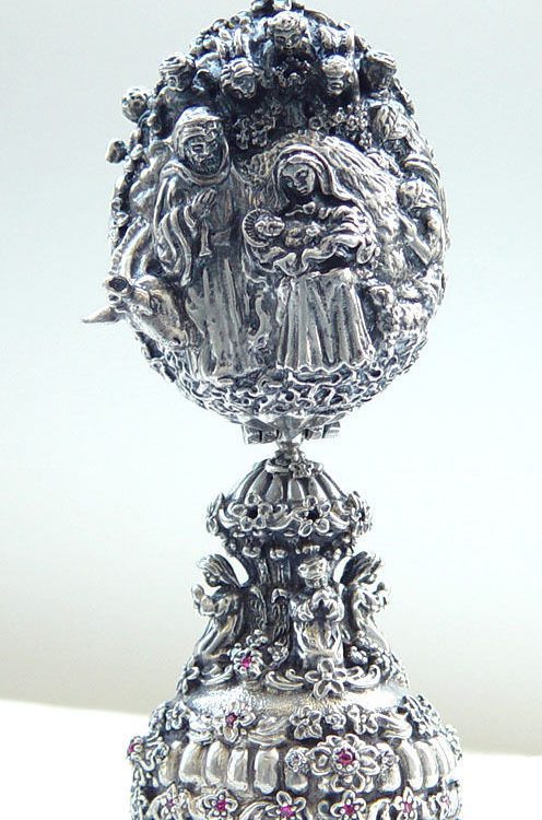 The Birth of Jesus Sterling Silver Egg