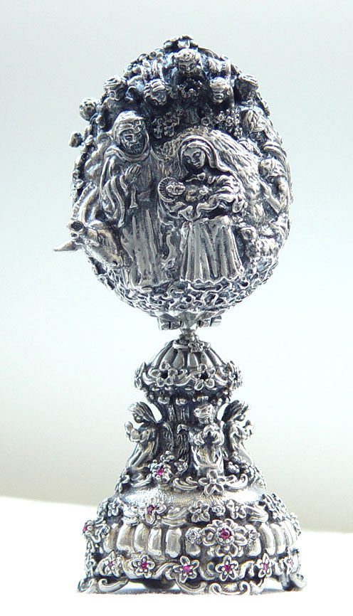 The Birth of Jesus Sterling Silver Egg