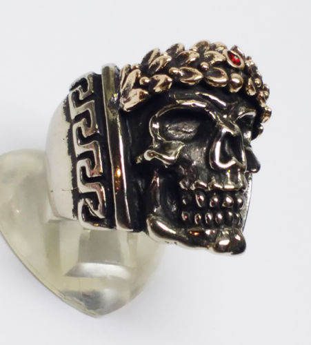 Caesar Head Skull Silver Ring 2
