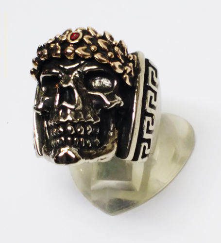 Caesar Head Skull Silver Ring 3
