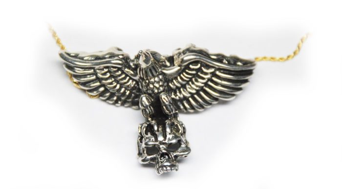 Eagle Carrying Skull Silver Pendant 2