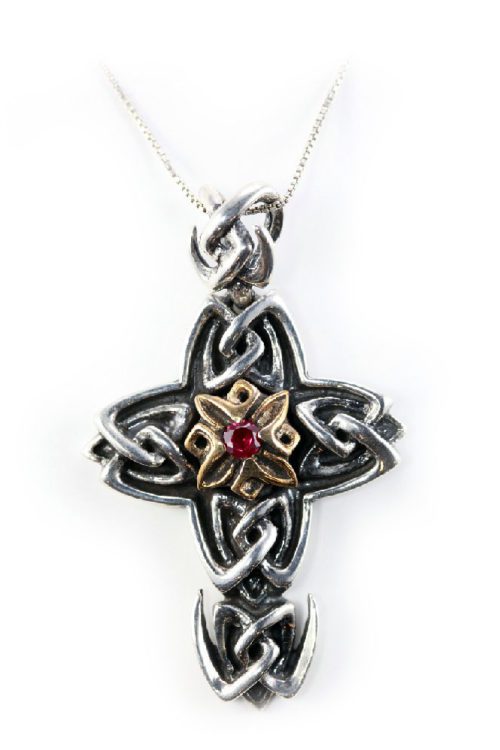 Wavy Sterling Silver & Bronze Cross