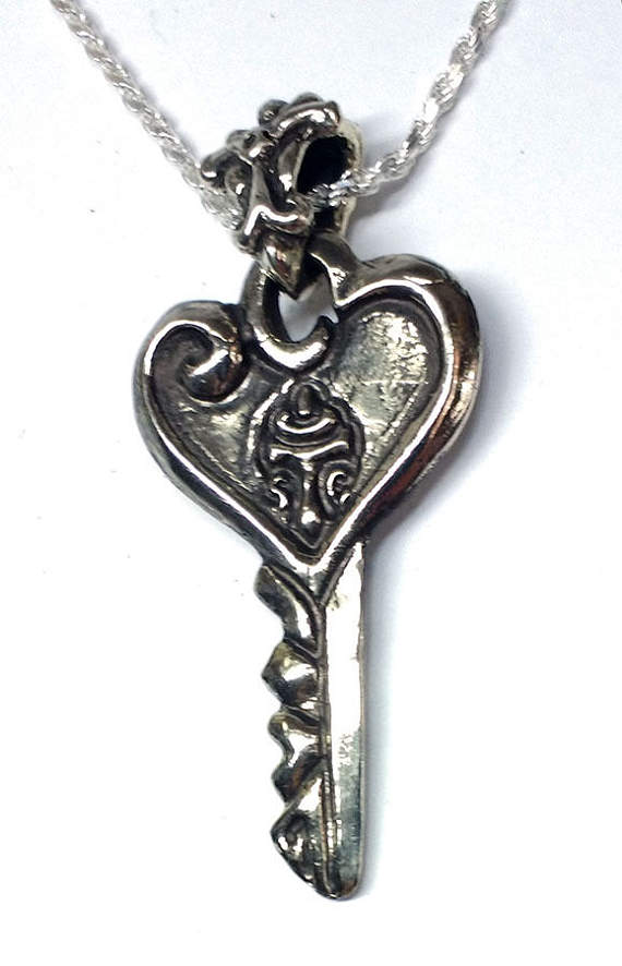 Key For Heart Love Silver Pendant 2