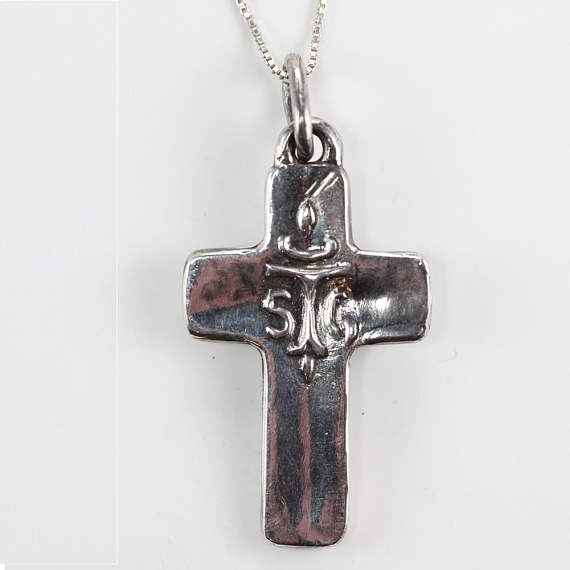 Lord’s Prayer Silver Cross With Praying Hands 2