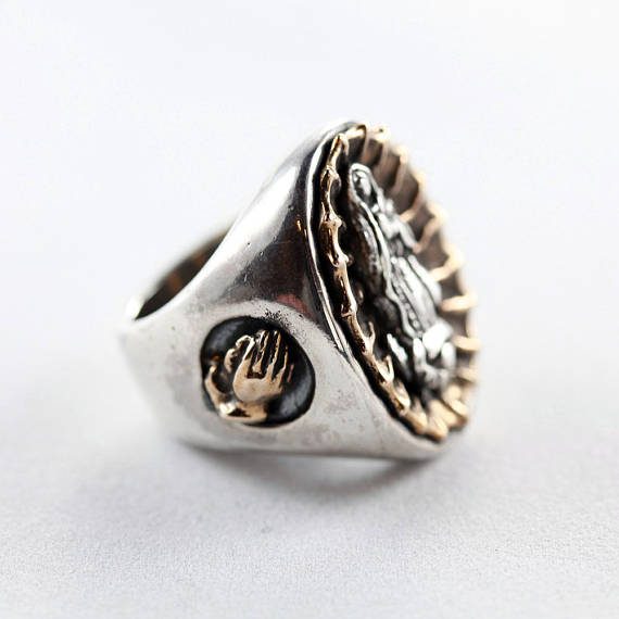 Our Lady of Guadalupe Two Tone Sterling Silver & Bronze Ring 2