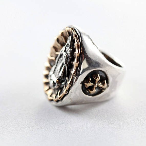 Our Lady of Guadalupe Two Tone Sterling Silver & Bronze Ring 3