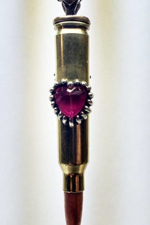 Love Bullet “Red CZ Stone Heart“ Silver Pendant 2