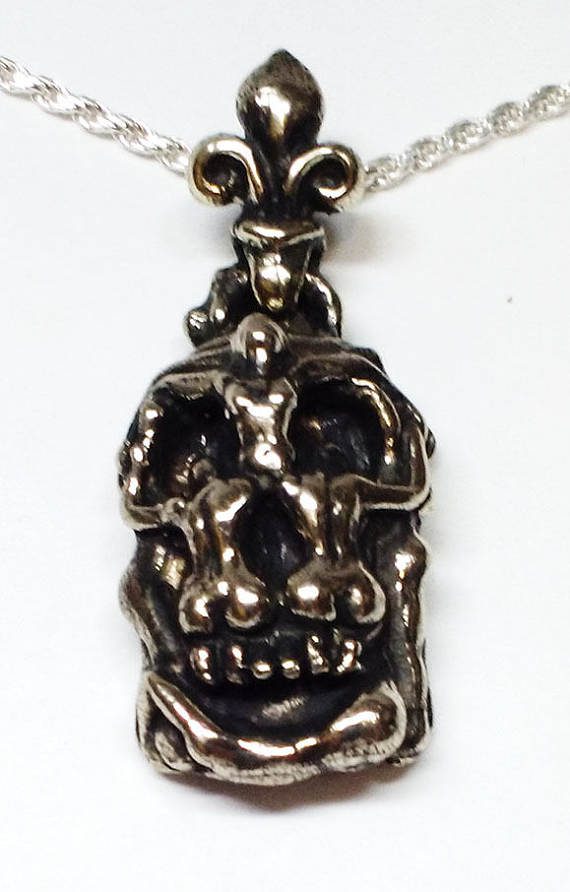 Salvador Dali Silver Skull Pendant