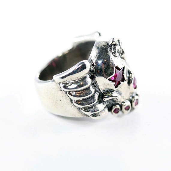 Skull and Star Sterling Silver Ring 2