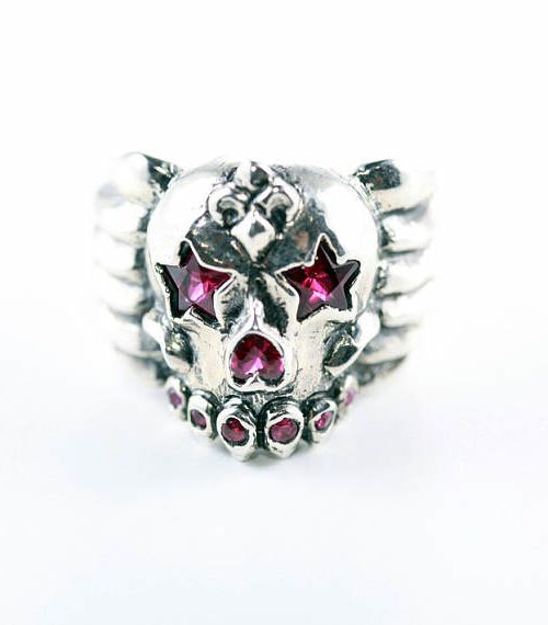 Skull and Star Sterling Silver Ring