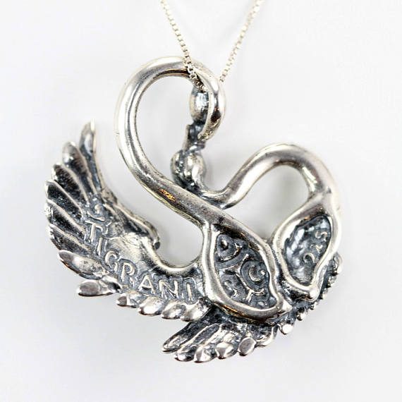 Swans Love Sterling Silver Pendant 2