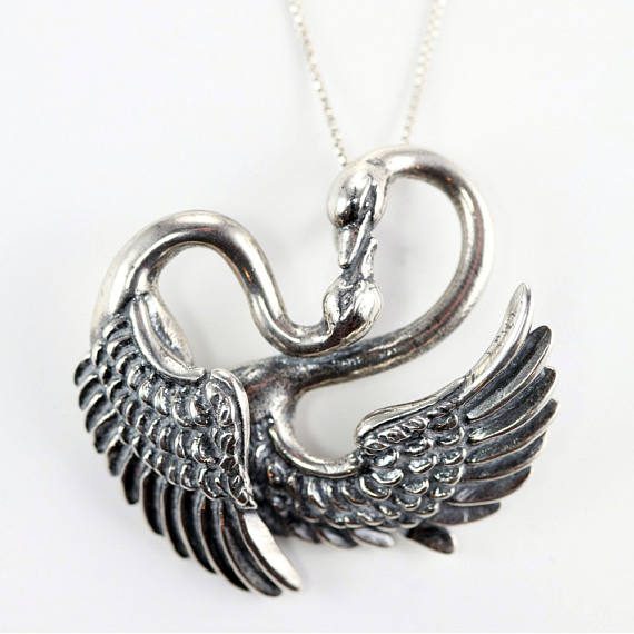 Swans Love Sterling Silver Pendant
