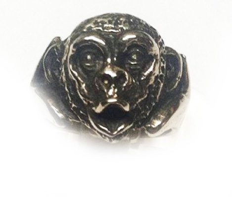 Monkey Chimp Silver Ring