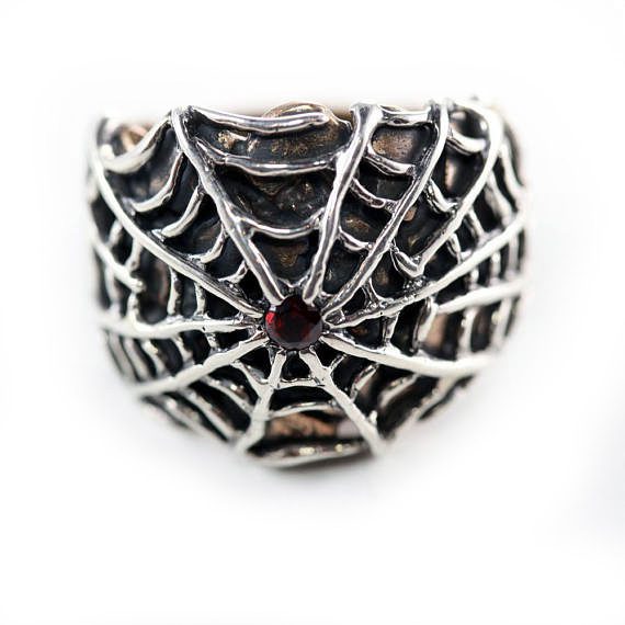 Spider Web With Onyx Stone Ring