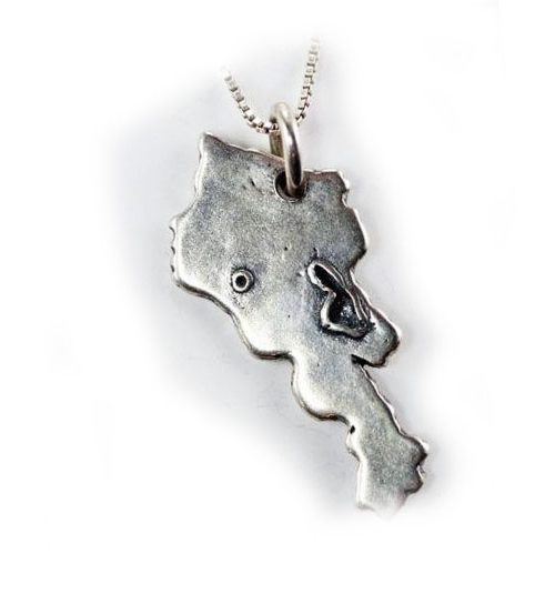 Map of Armenia Sterling Silver Pendant