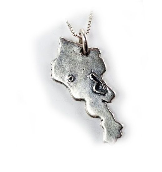 Map of Armenia Sterling Silver Pendant