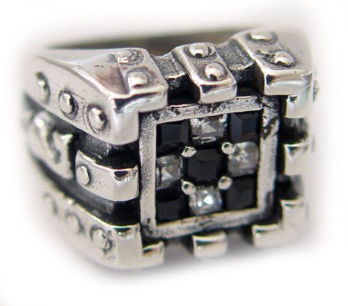 Chess Silver Ring With CZ Stones