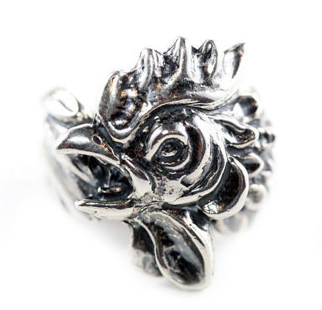 Pitukgh Rooster Head Sterling Silver Ring