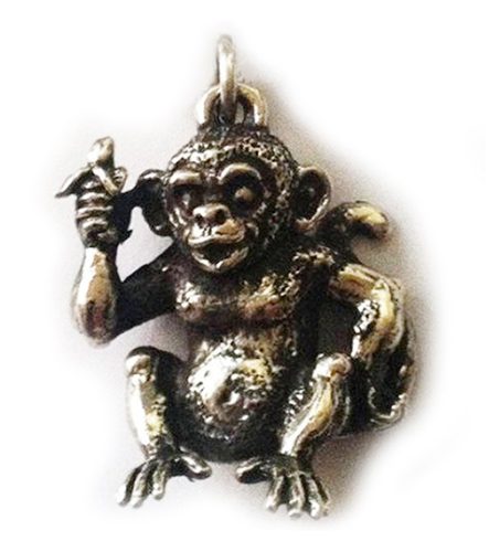 Monkey Monkey Silver Pendant