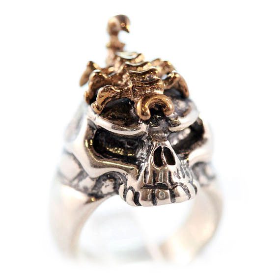 Sterling Silver & Bronze King Scorpion Ring