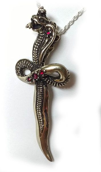 Cobra Sword Dagger Silver Pendant