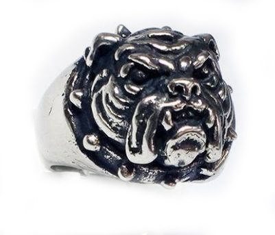 Bulldog Head Silver Ring