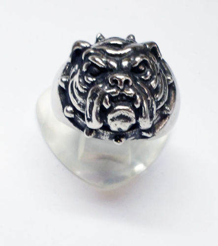 Bulldog Head Silver Ring 2