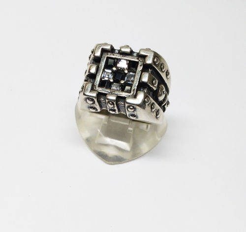 Chess Silver Ring With CZ Stones 2
