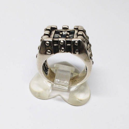 Chess Silver Ring With CZ Stones 5