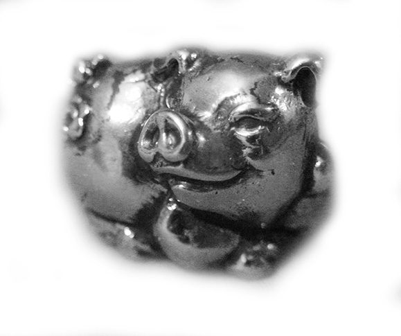 Sterling Silver Pig Ring