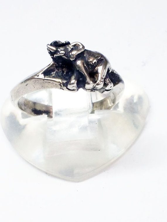 Elephant Small Silver Ring 2