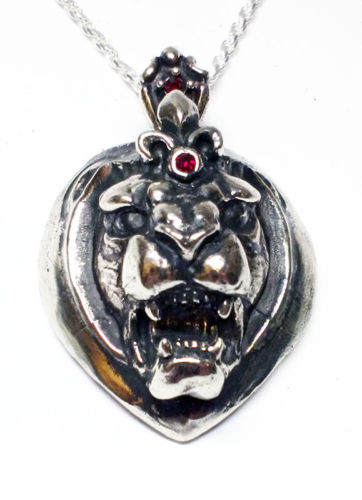 Heart Lion Silver Pendant