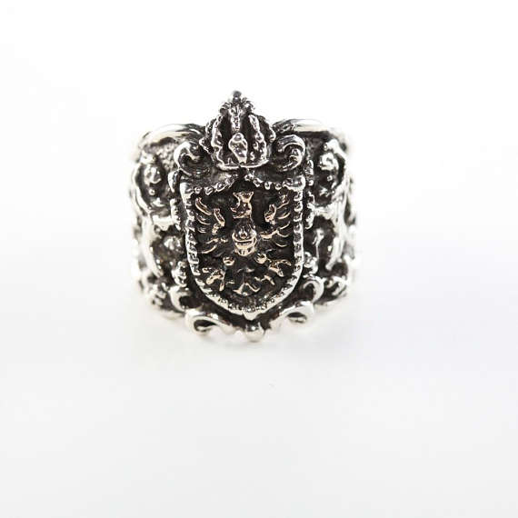 Lion & Eagle Coat of Arms Sterling Silver Ring 2