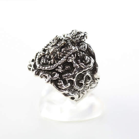 Lion & Eagle Coat of Arms Sterling Silver Ring 3