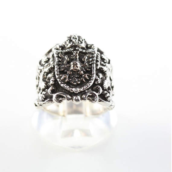 Lion & Eagle Coat of Arms Sterling Silver Ring 4