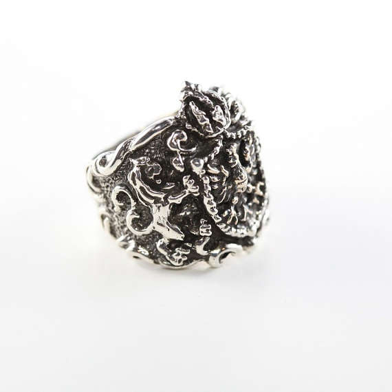 Lion & Eagle Coat of Arms Sterling Silver Ring 5