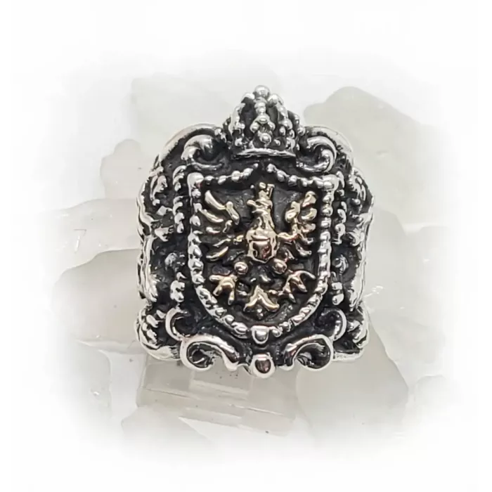 Lion & Eagle Coat of Arms Sterling Silver Ring 6