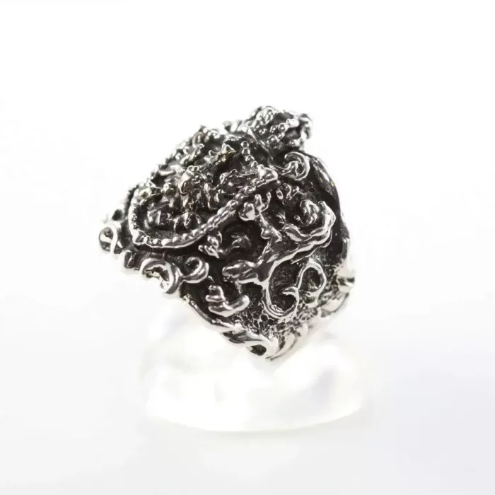 Lion & Eagle Coat of Arms Sterling Silver Ring 8