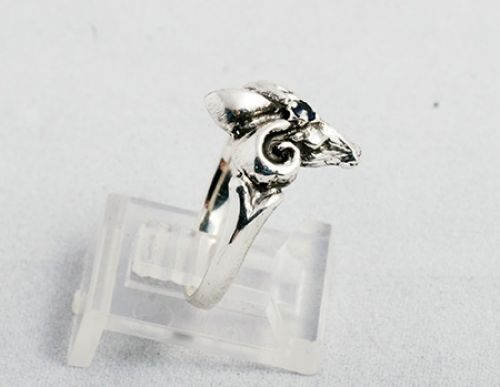 The Ram Small Silver Ring with Sapphire 2