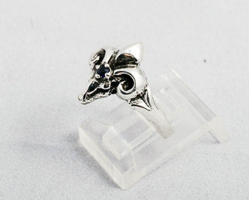 The Ram Small Silver Ring with Sapphire 3