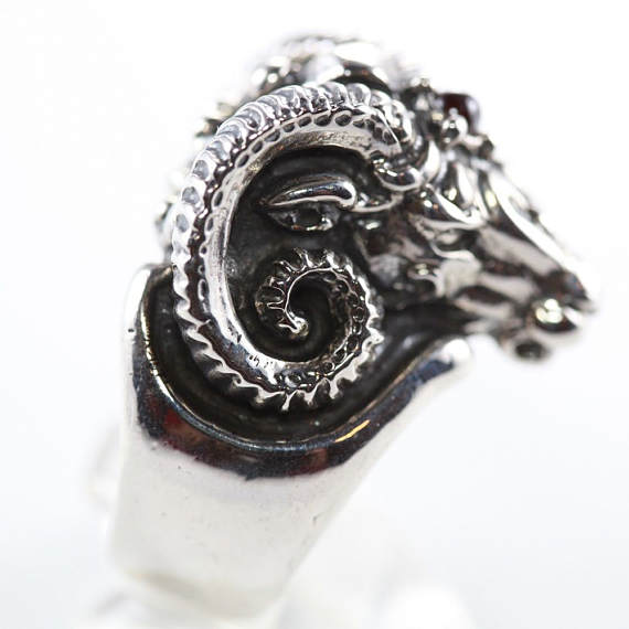 Rams Head Sterling Silver Ring 2