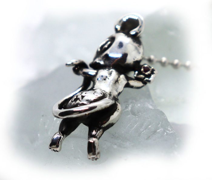 Rat Year Sterling Silver Pendant with Ruby Stone 3