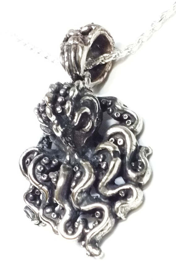Rock Star Octopus Silver Pendant