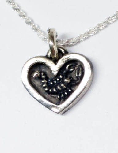 Scorpion Into Heart Silver Pendant