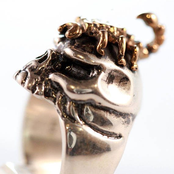 Sterling Silver & Bronze King Scorpion Ring 4