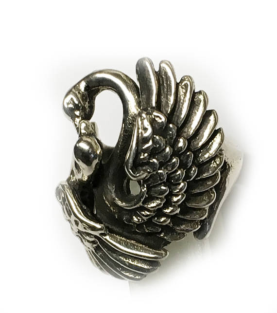 Swans Love Sterling Silver Ring 2